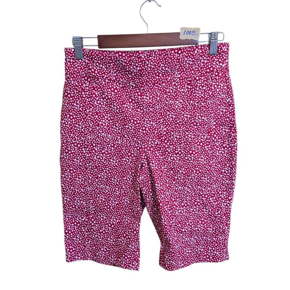 Kim Rogers Women's Bermuda Shorts Size 10  Stretch Comfort Red White‎ Polka Dots